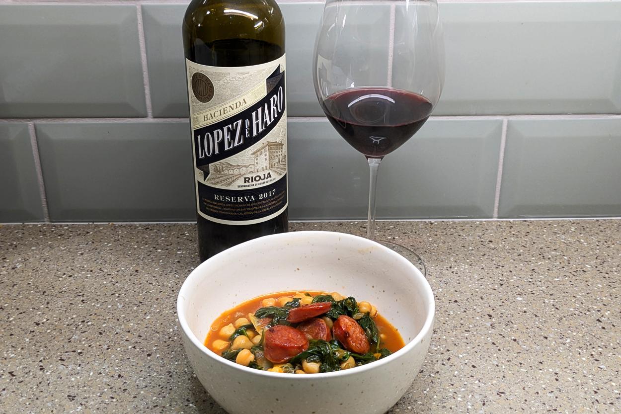 Wine and Dine: Andrew's Chorizo, Chickpea and Spinach Stew