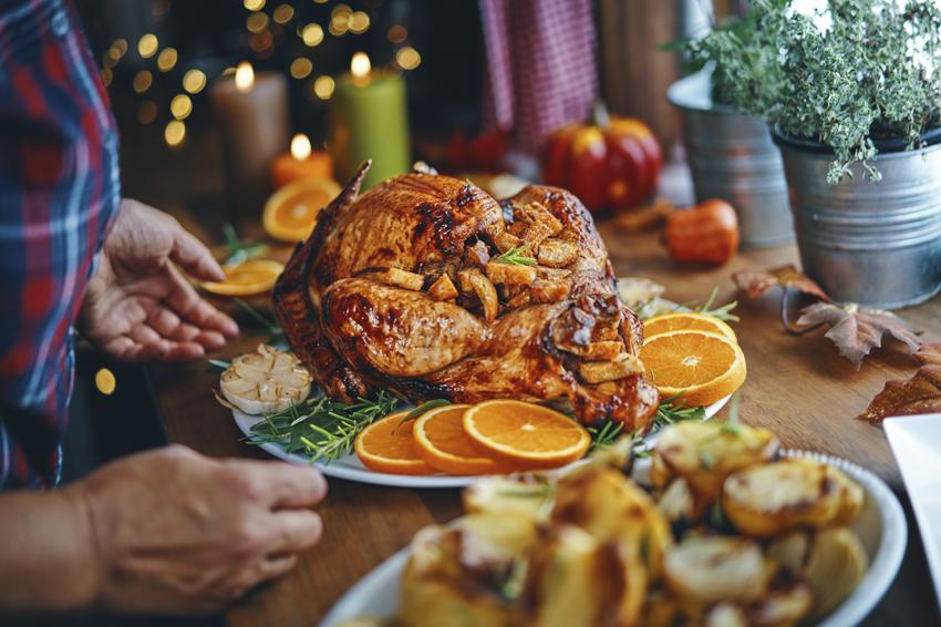 Christmas dinner of roast turkey